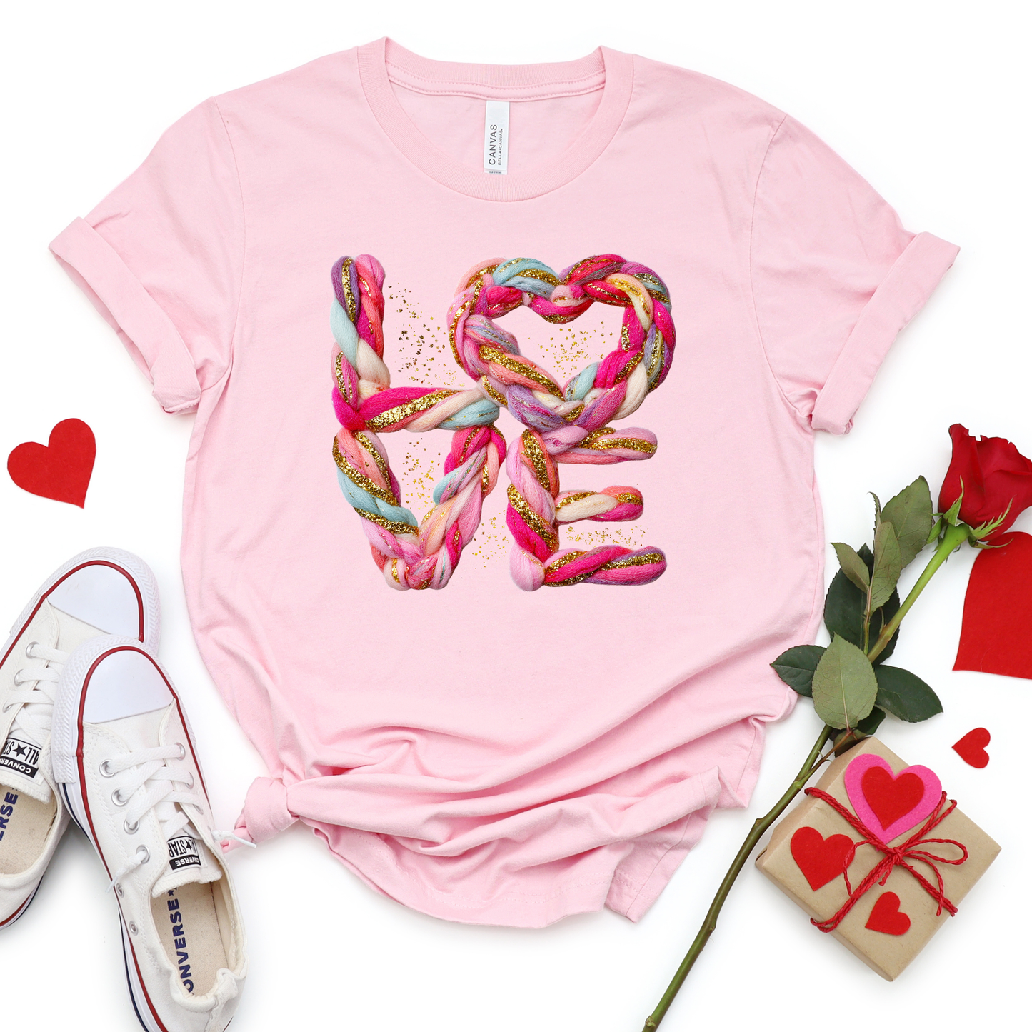Faux Glitter Crochet LOVE Graphic Tee