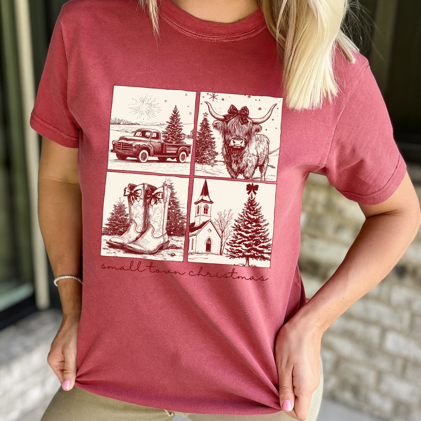 Country Small Town Christmas Graphic Tee #26196
