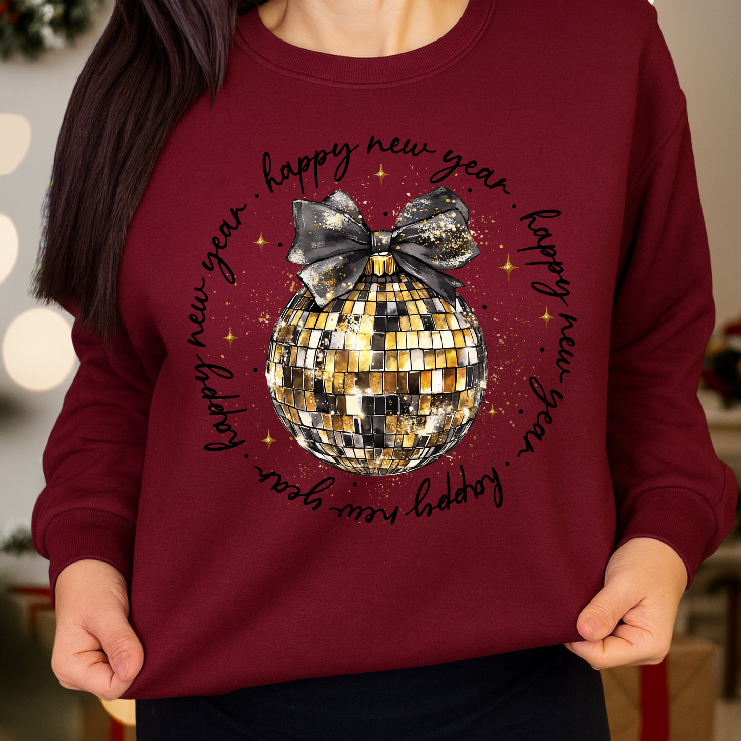 Happy New Year Gold Disco Graphic Crewneck