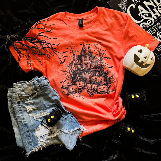 Haunted House Bats Soft Graphic Tee