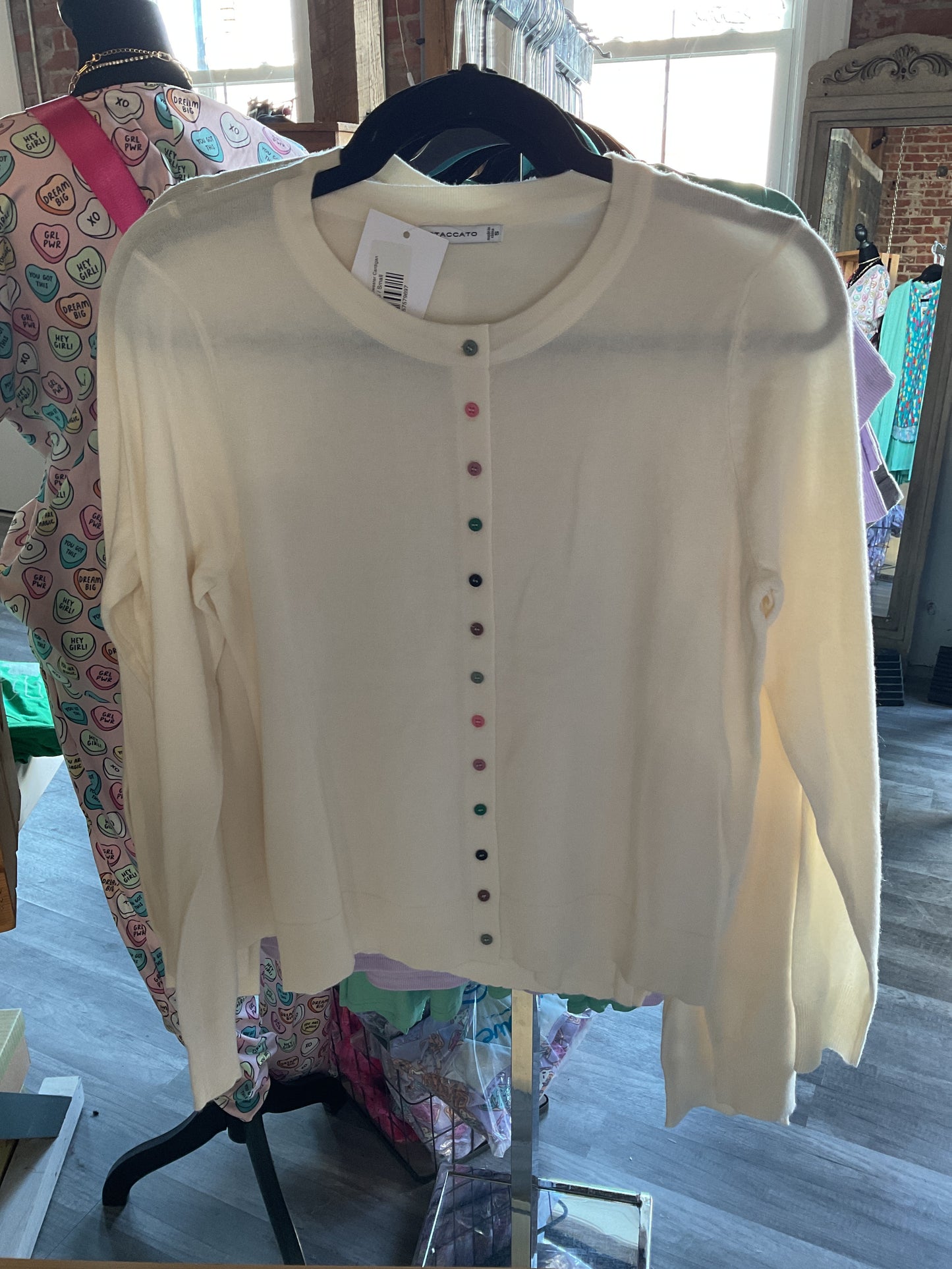 Colorful Buttons Sweater Cardigan- In Store