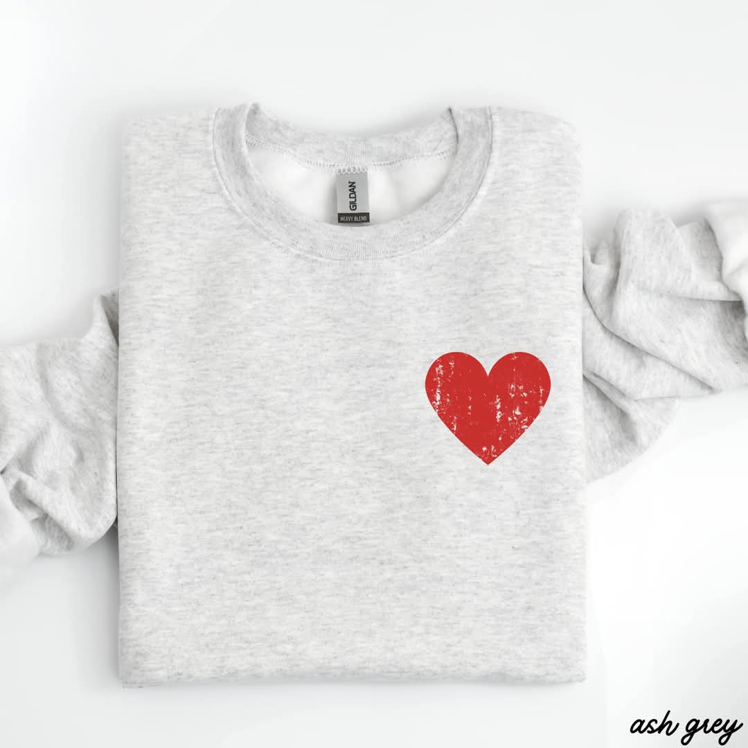 Pocket Heart Crewneck - Heather Gray