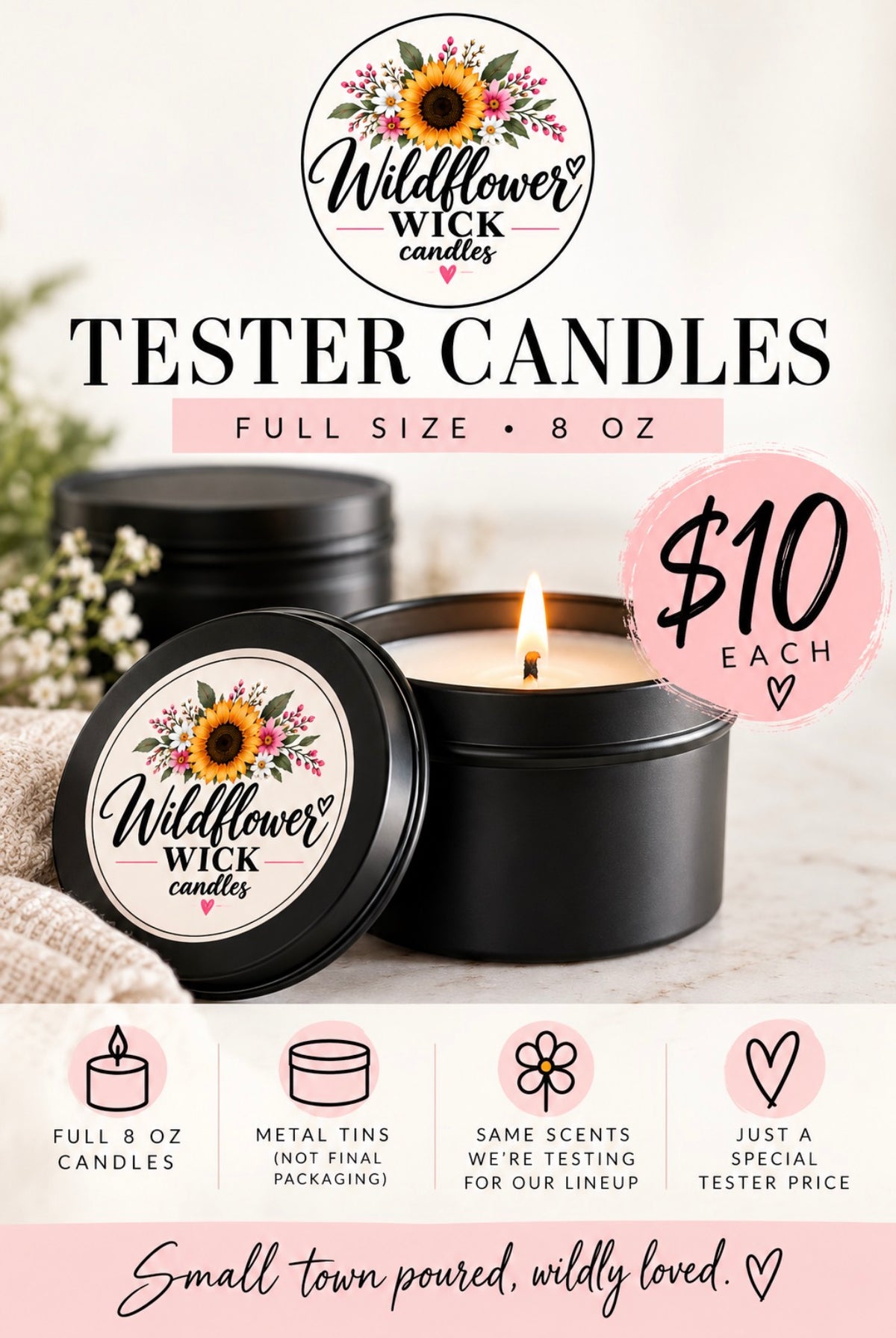 Wildflower Wick 8 oz Tester Candle
