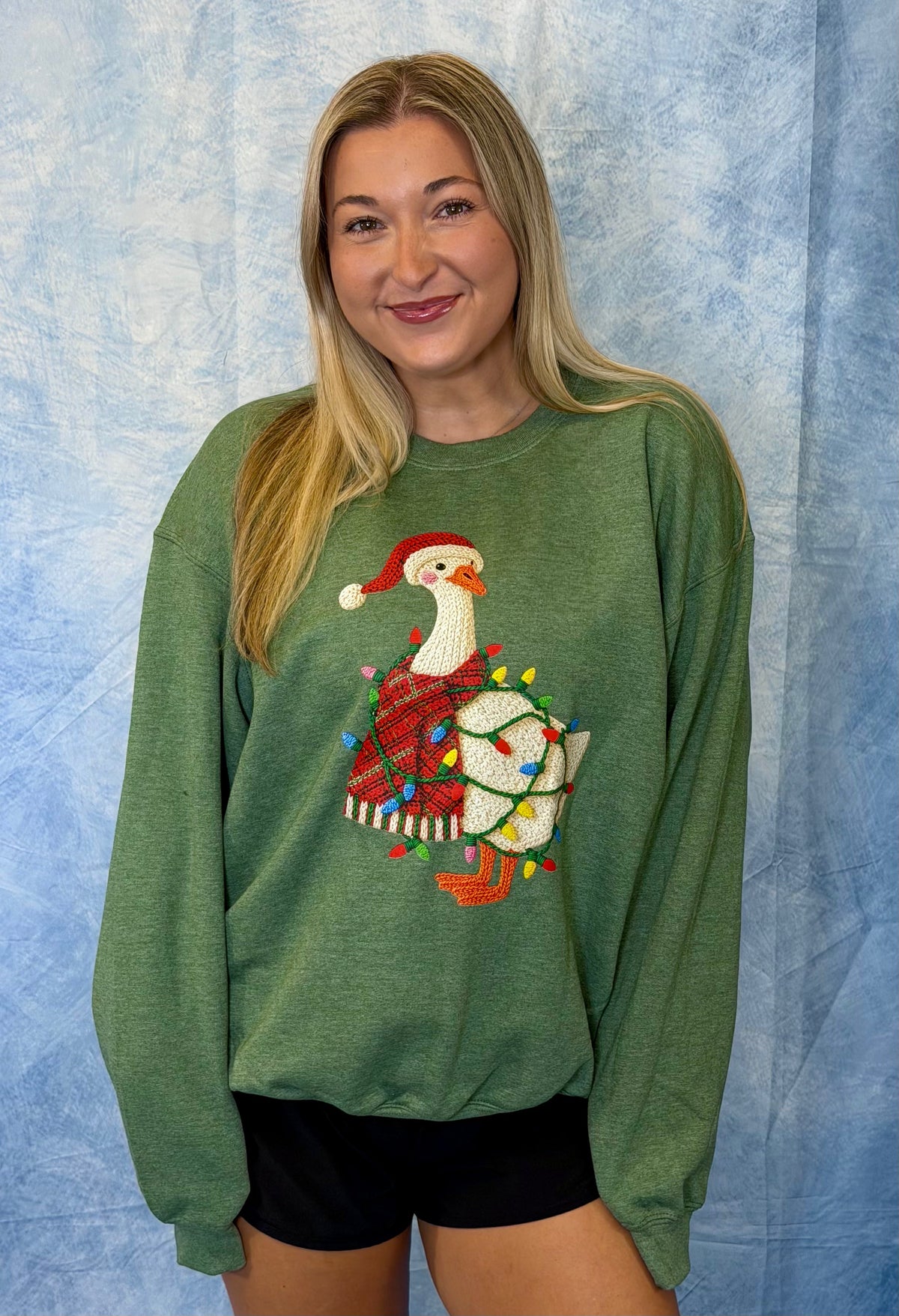 Latch Hook Yarn Christmas Goose Crewneck