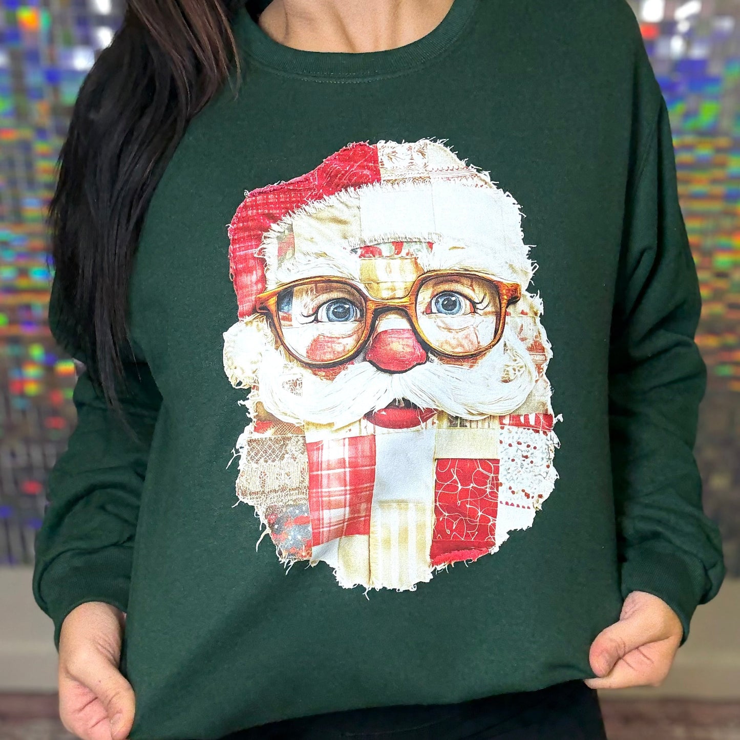 Vintage Fabric Patch Santa Graphic Crewneck