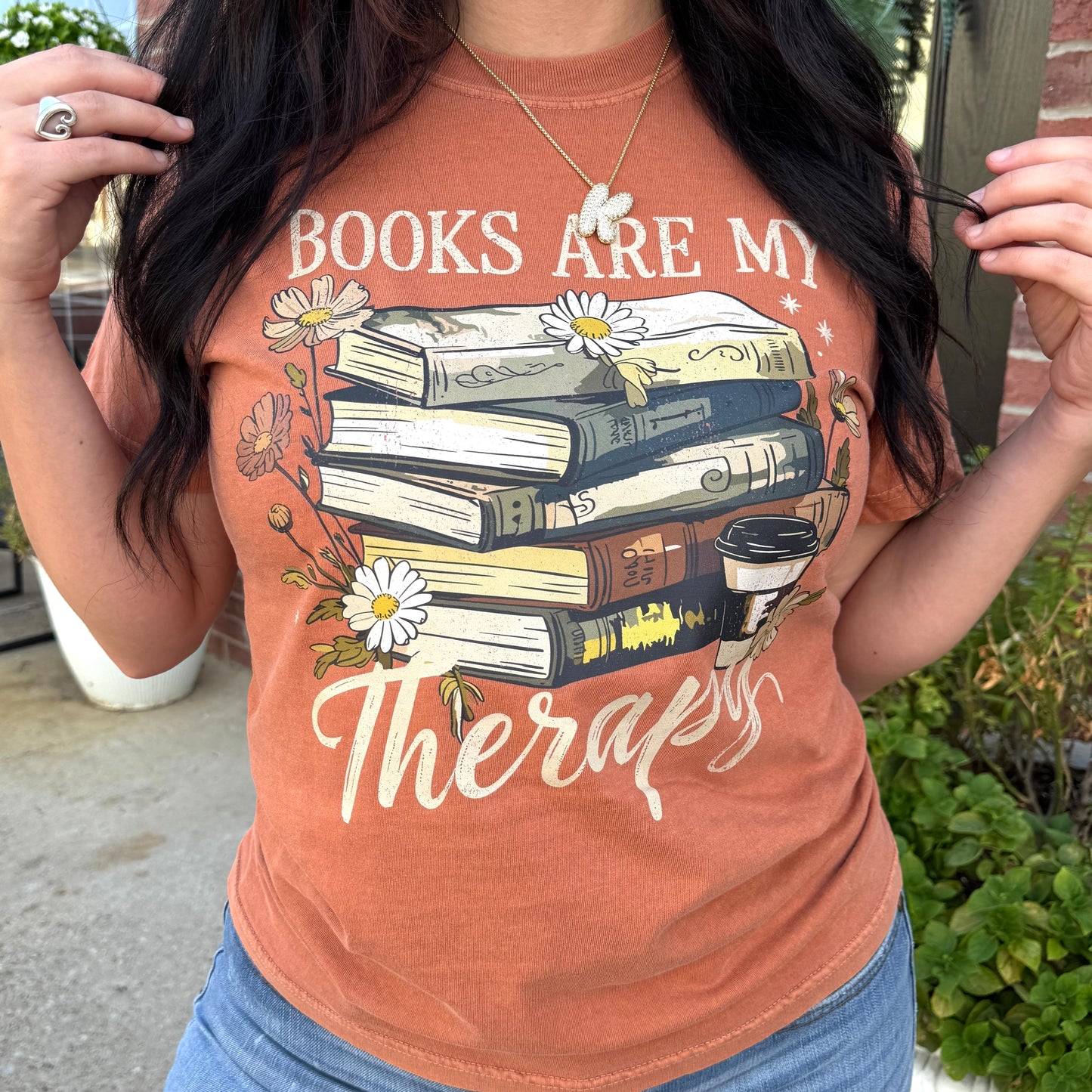 Books Are My Therapy Graphic Tee D-1037