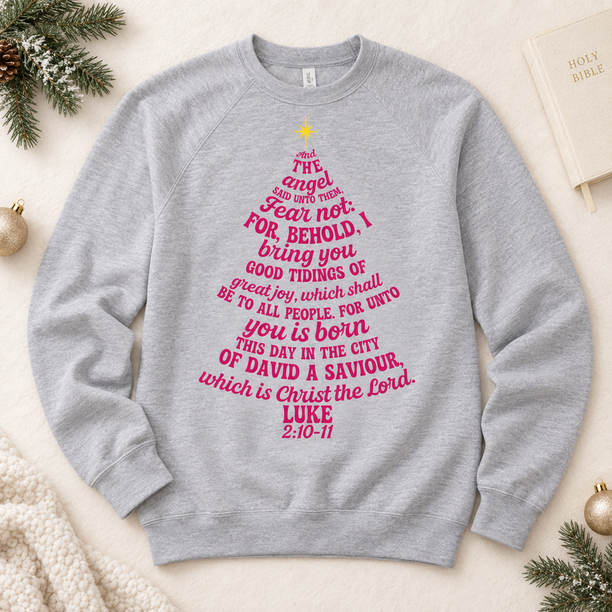 Luke 2:10-11 Tree Crewneck