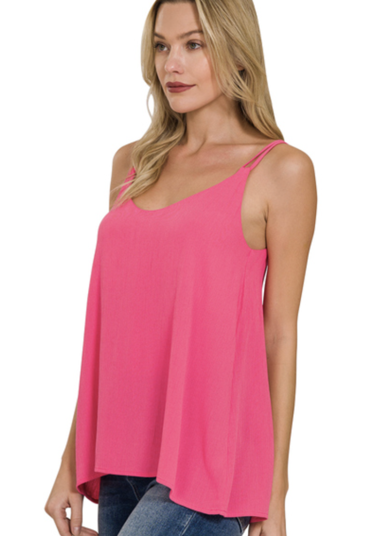 Crinkle Tank- Fuchsia