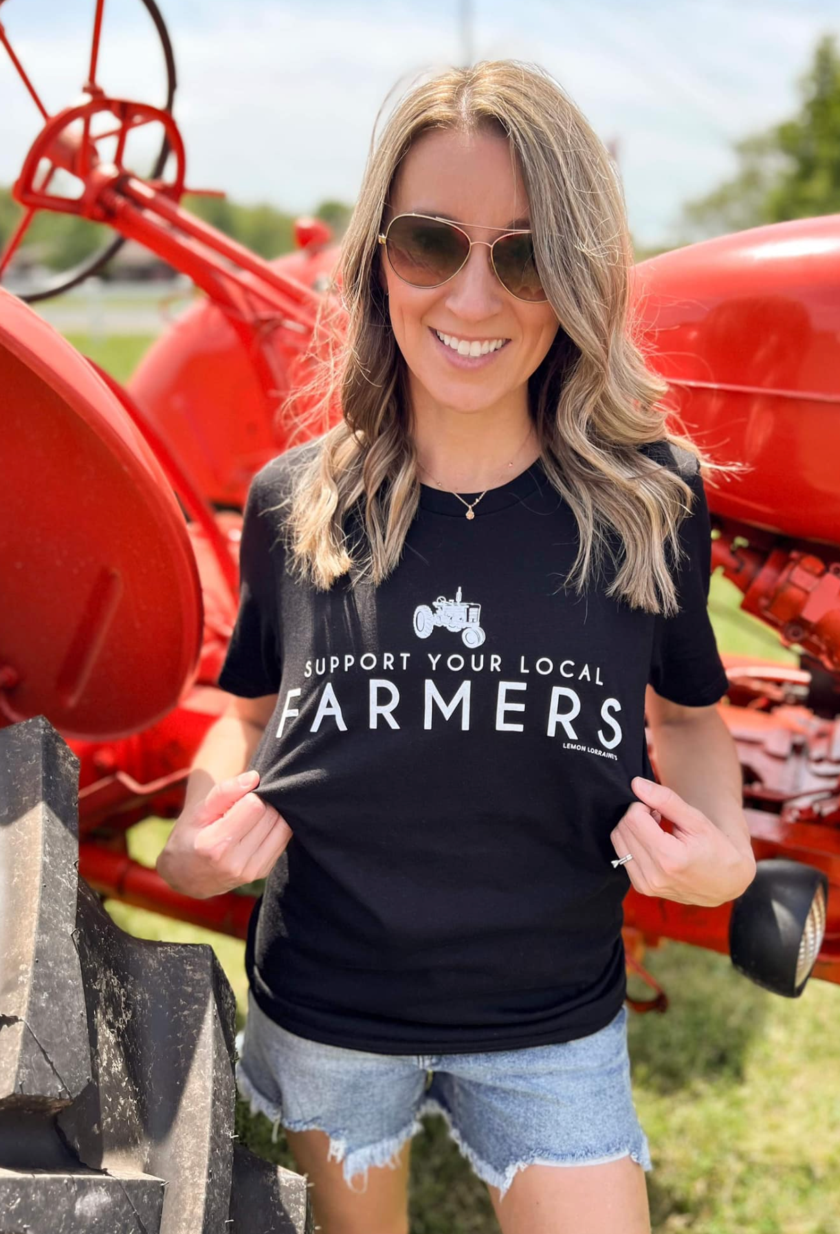 Support your Local Farmers Graphic Tee - Black