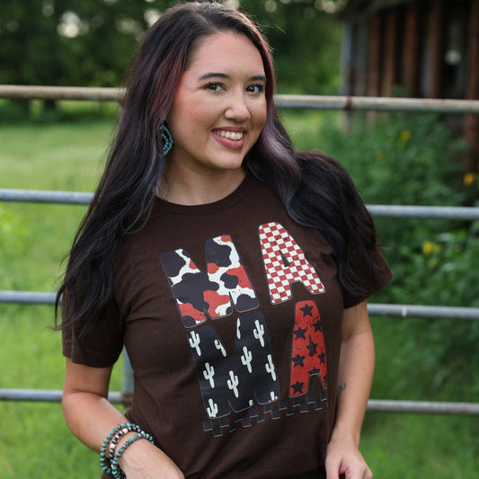 FestiviTees Women - Apparel - Shirts - T-Shirts Western Mama Block Letter Tee Soft Graphic Tee