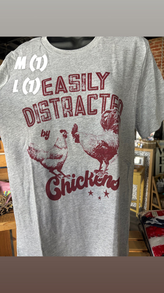 Easily Distracted By Chickens Graphic Tee