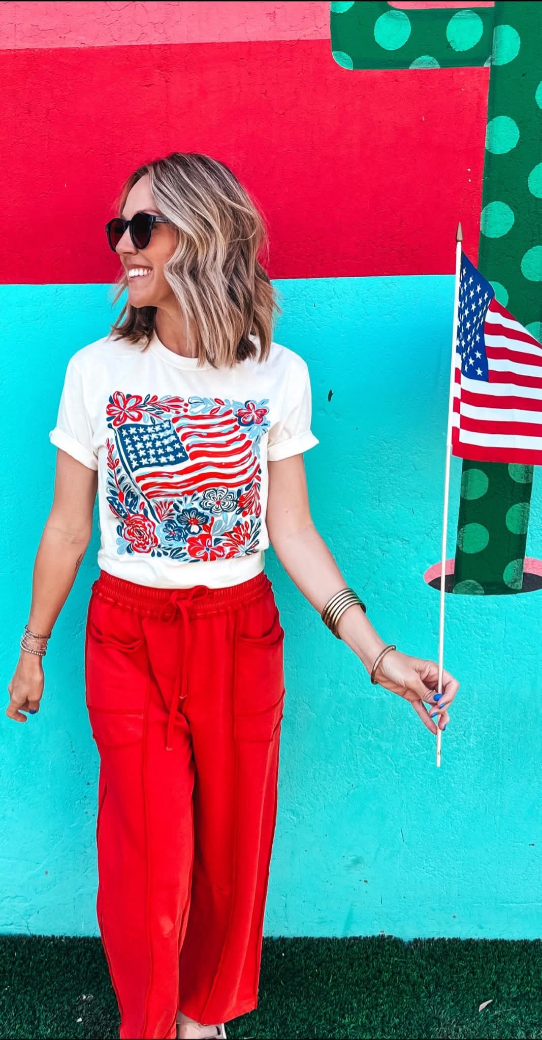 Flags & Flowers Graphic Tee (Pre Order)