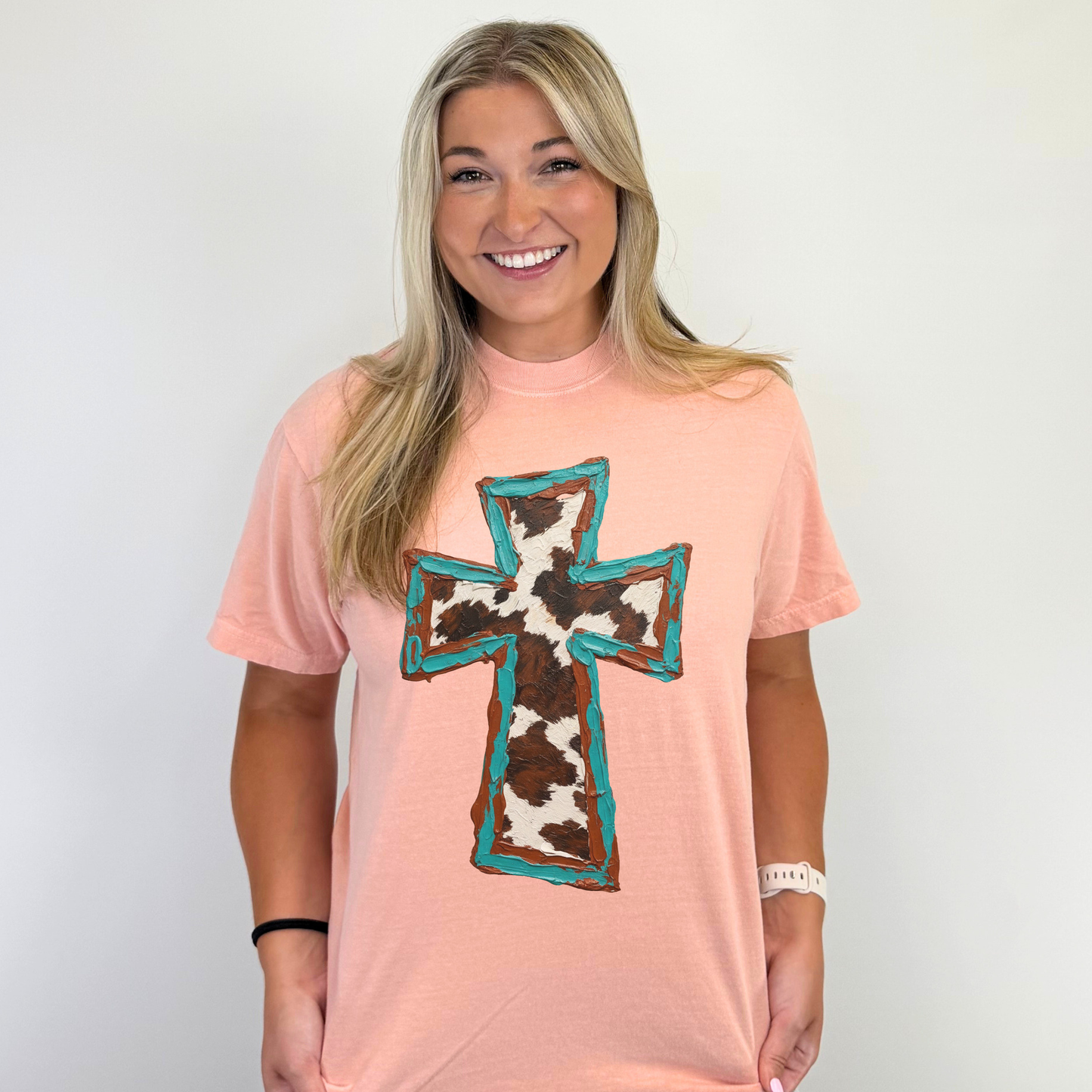 Cow Print Cross Tee #26138