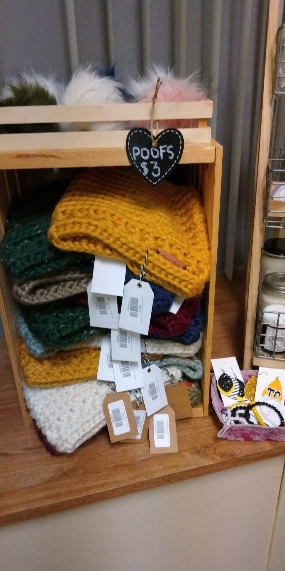 Handmade Knitted Hat with Poof IN STORE