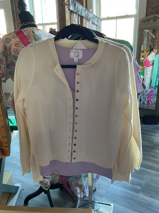 Colorful Buttons Sweater Cardigan- In Store