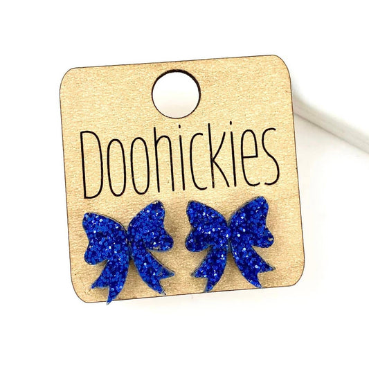 School Spirit Bow Earrings - Royal Blue - 15mm