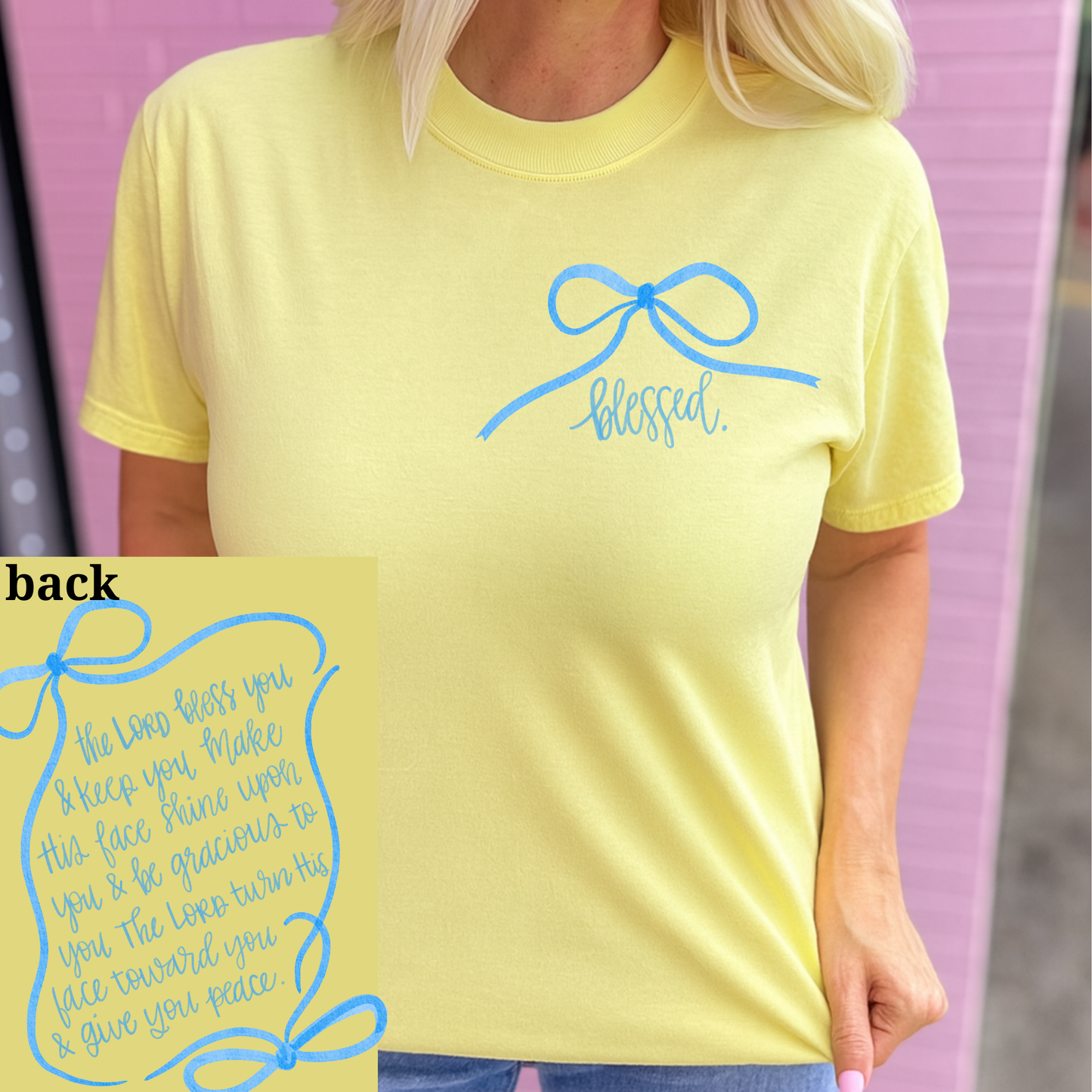 Blessed Blue Bow Graphic Tee