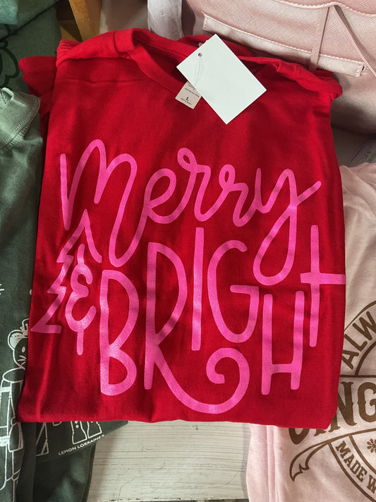 Merry & Bright Red Graphic Tee