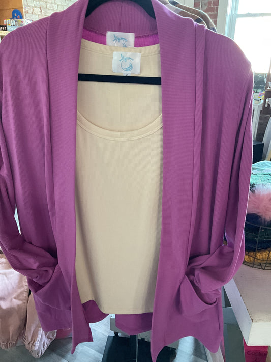 MicroRibbed Weekender Cardigan - Purple - In Store