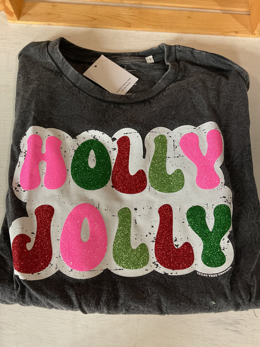 Holly Jolly Acid Washed Tee