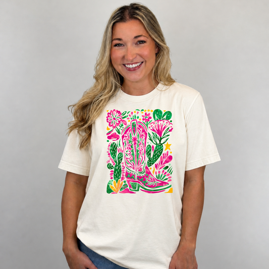 Pink Cactus Boot Graphic Tee #26145