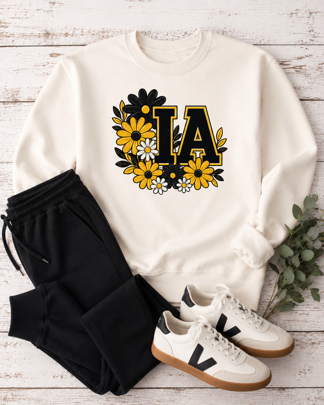 IA Floral Iowa Graphic Crewneck Sweatshirt