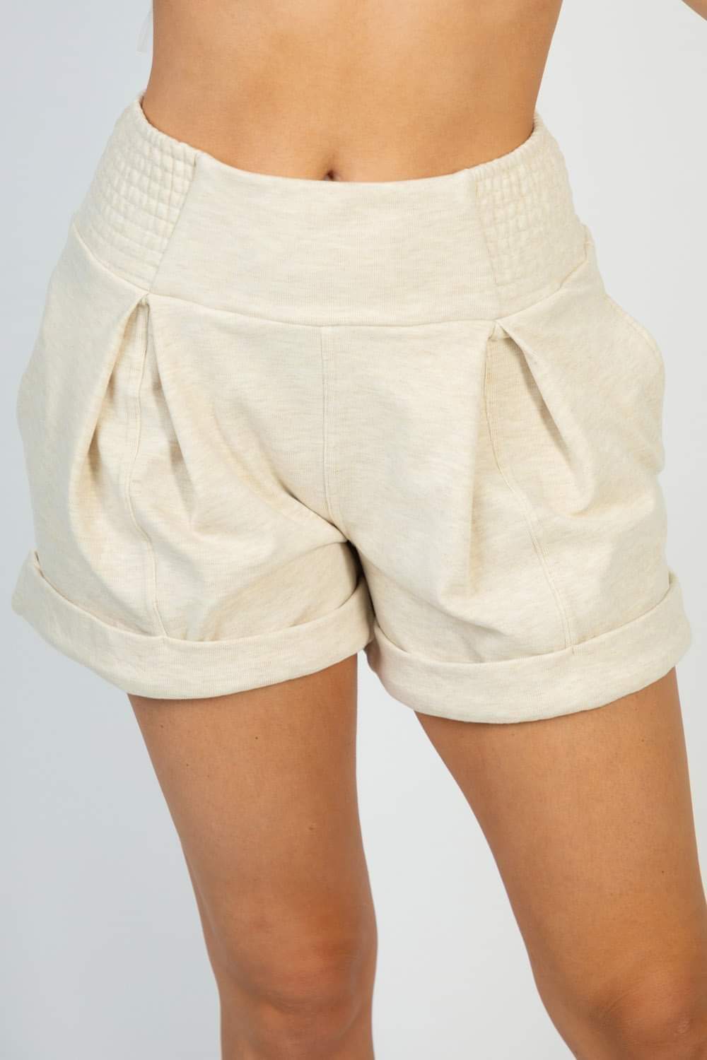 White Birch Cozy Pleated Shorts