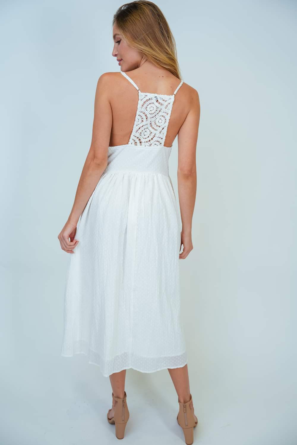 White Lace Back Dress