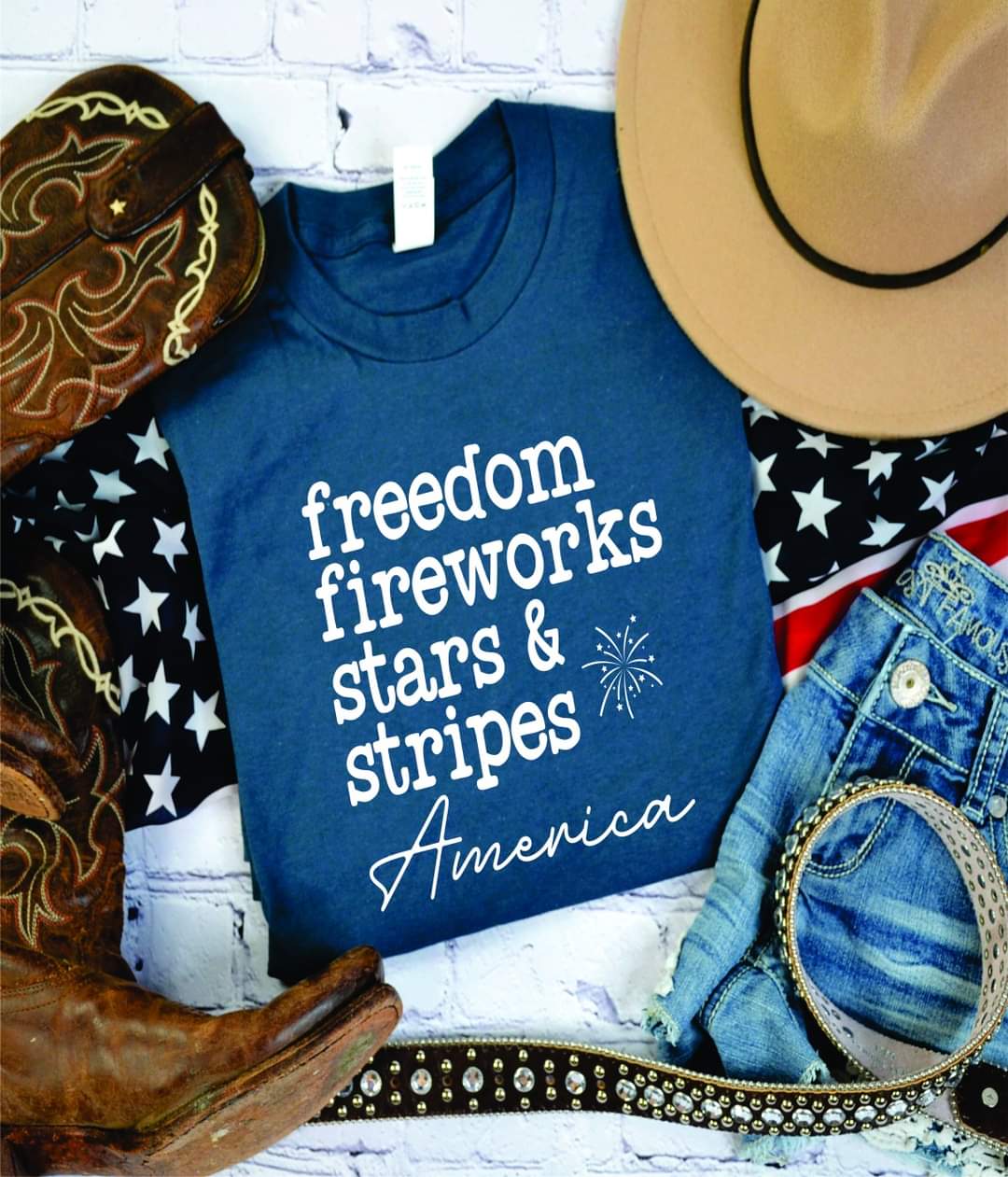 Freedom Fireworks Stars and Stripes Graphic Tee