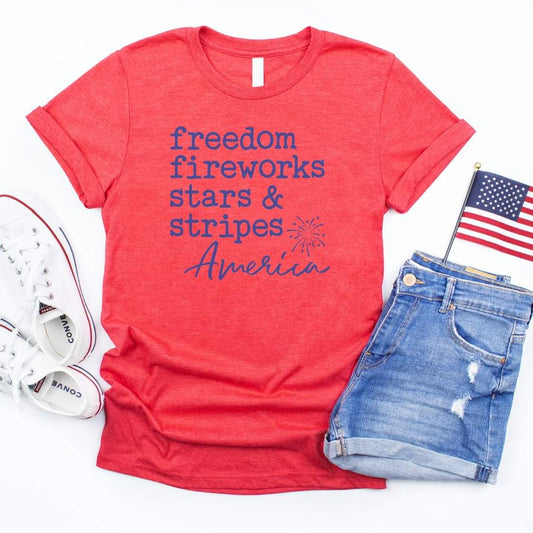 Freedom Fireworks Stars & Stripes America Graphic Tee