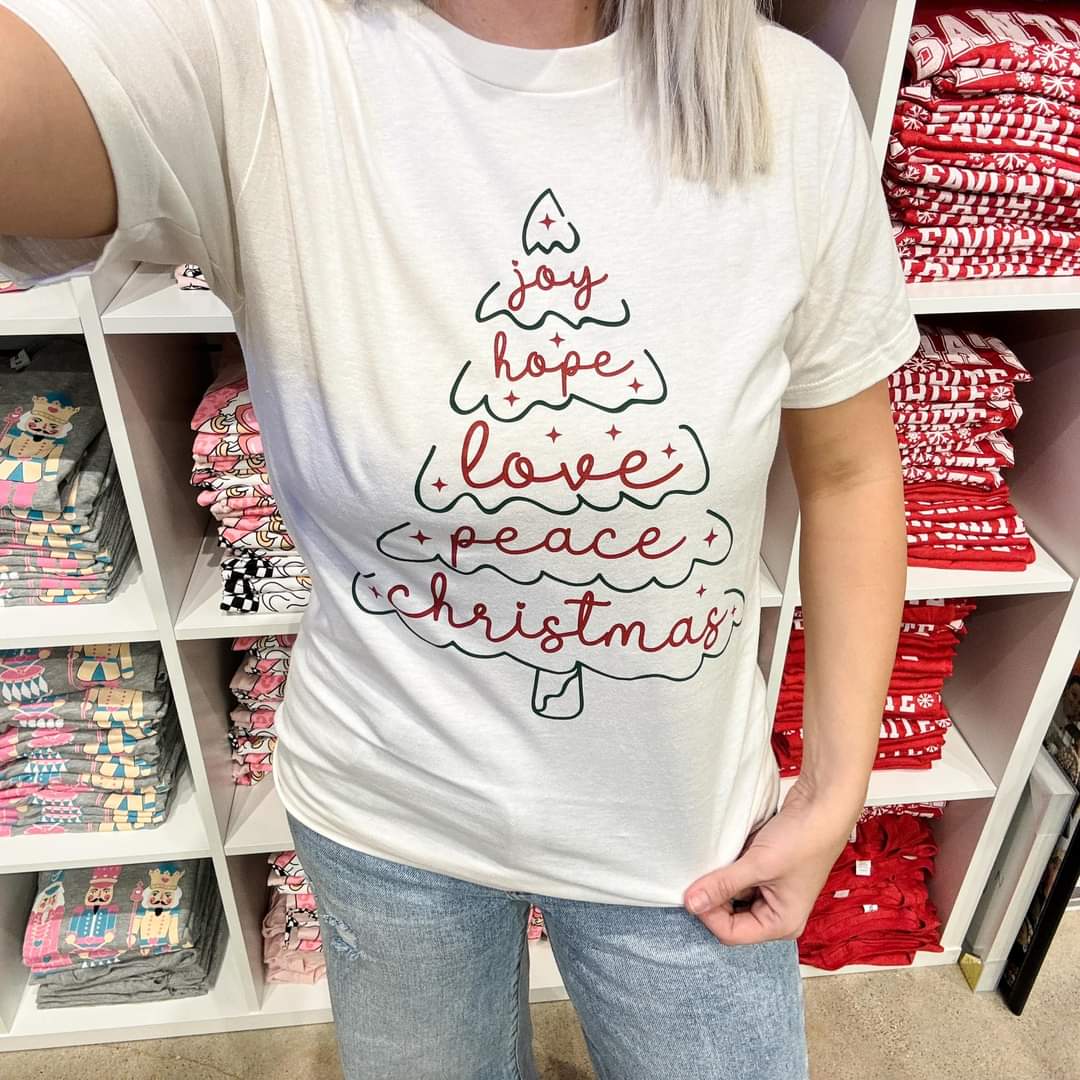 Pre Order - Joy Hope Love Peace Christmas Graphic Tee