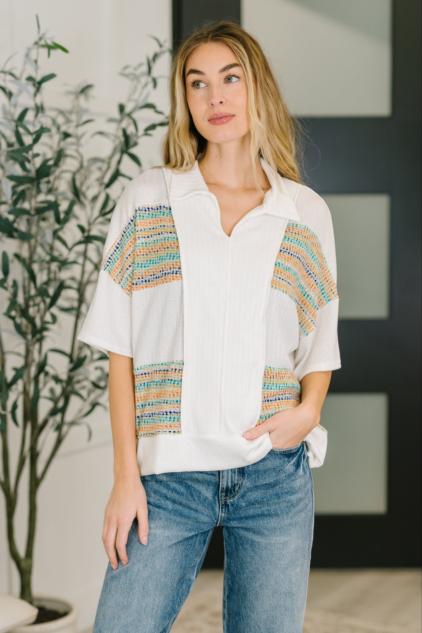 Good For Me Collared Knit Top