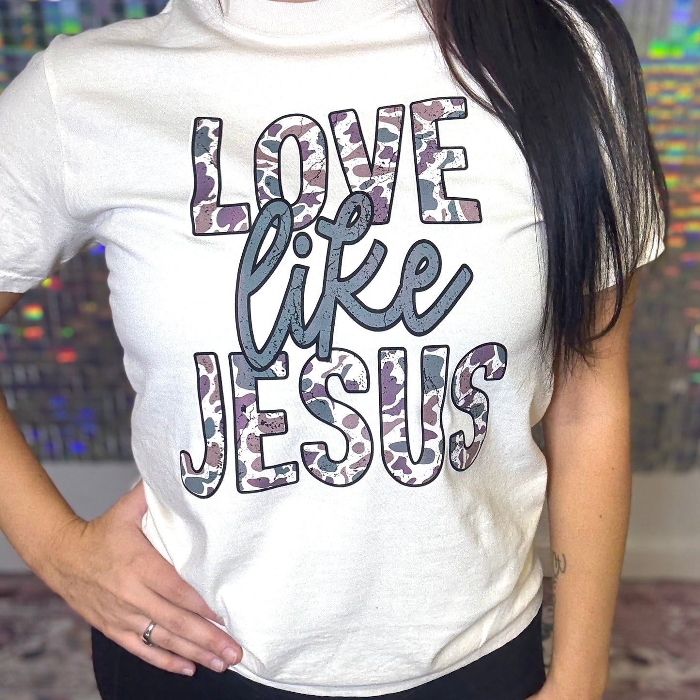 Love Like Jesus Camo Graphic Tee