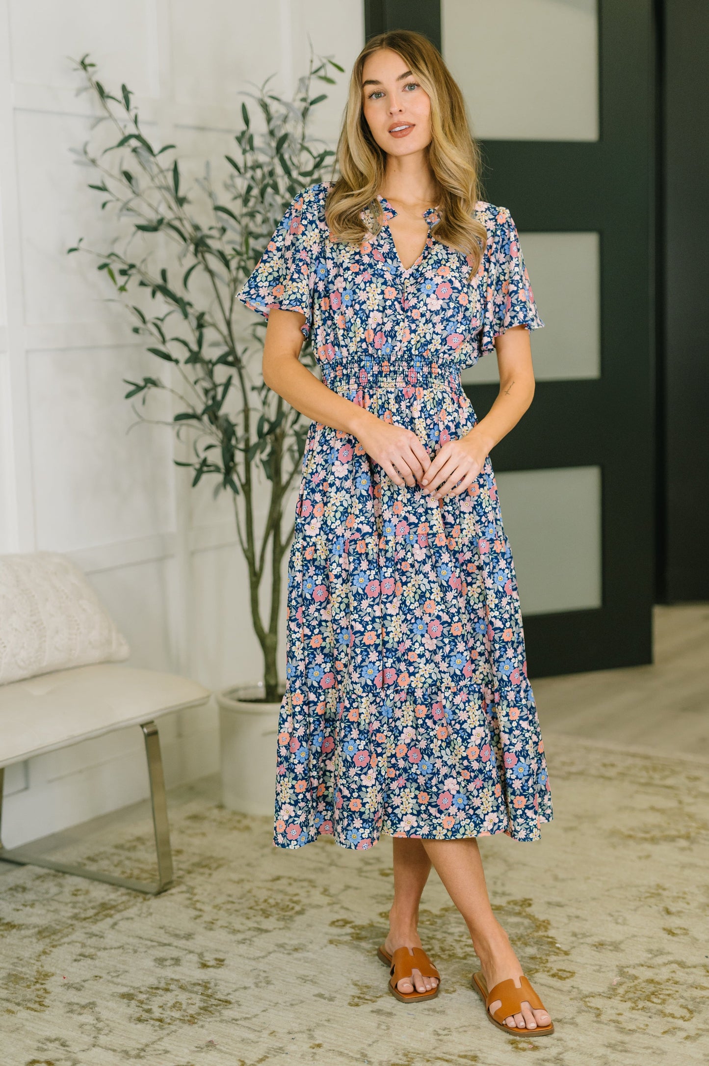 I Wanna Talk Notch Neck Midi Dress