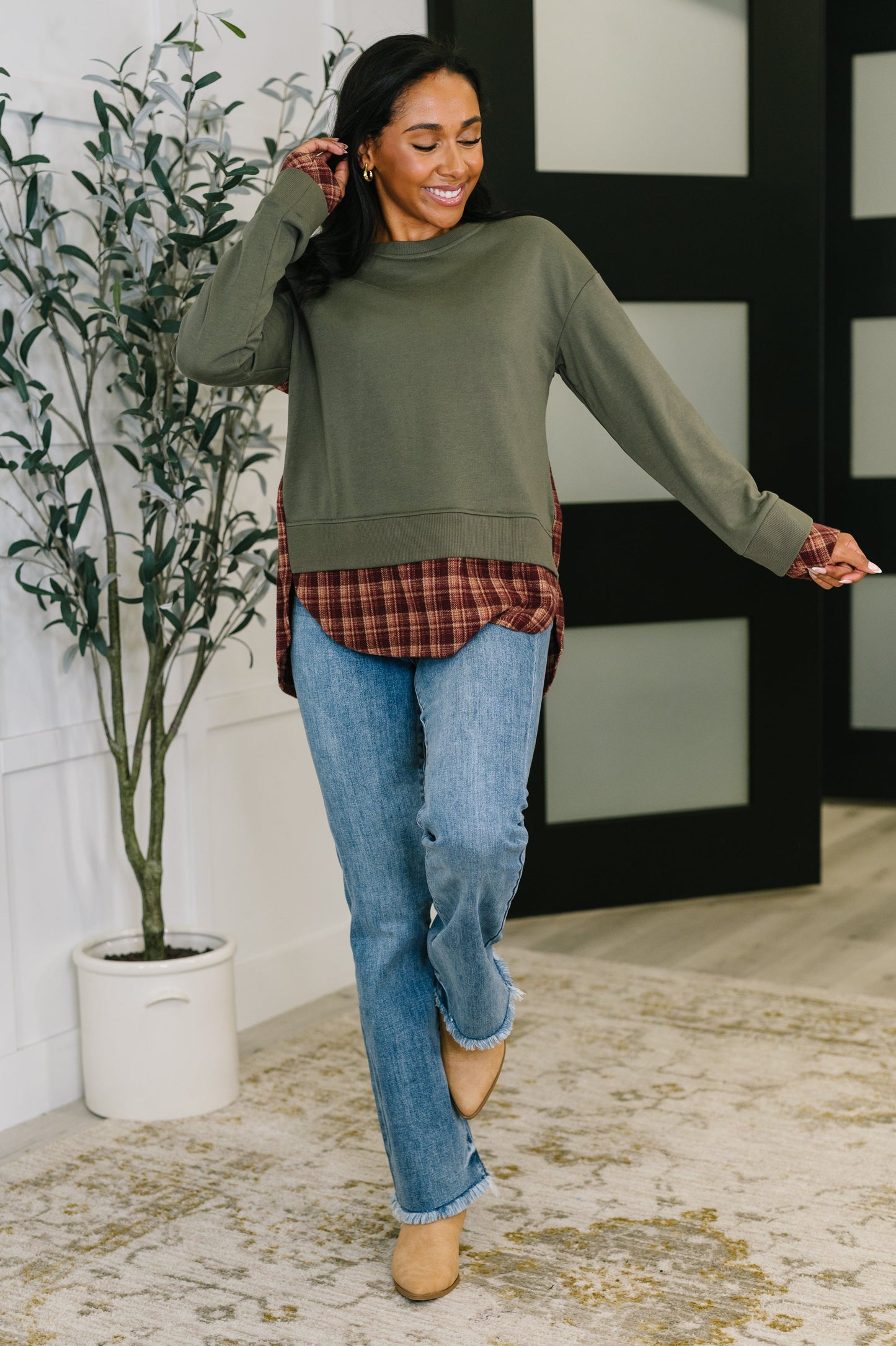 Layer Player Drop Shoulder Long Sleeve Top