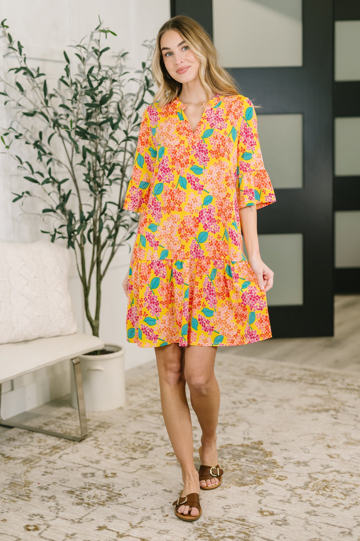 Lizzy Sunday Dress in Leaf Multi Floral- 3/3/2026 NEW
