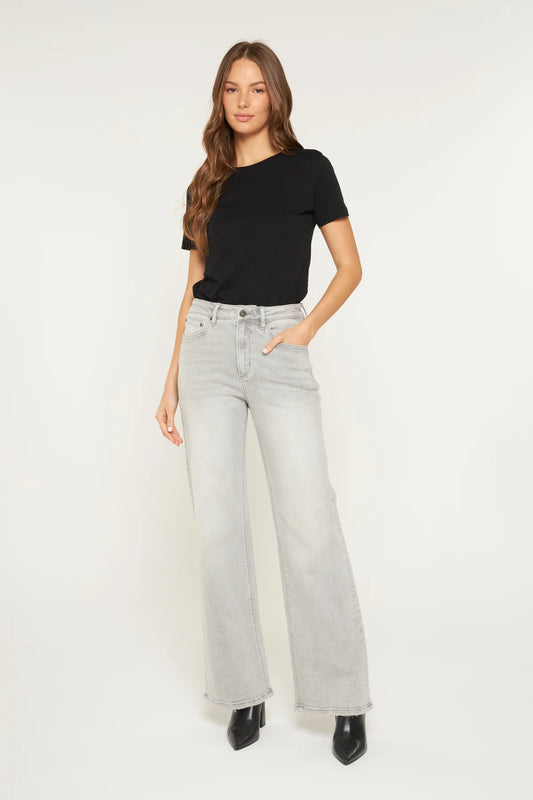 Mica Denim Super High Wide Leg - Lt Grey Wash