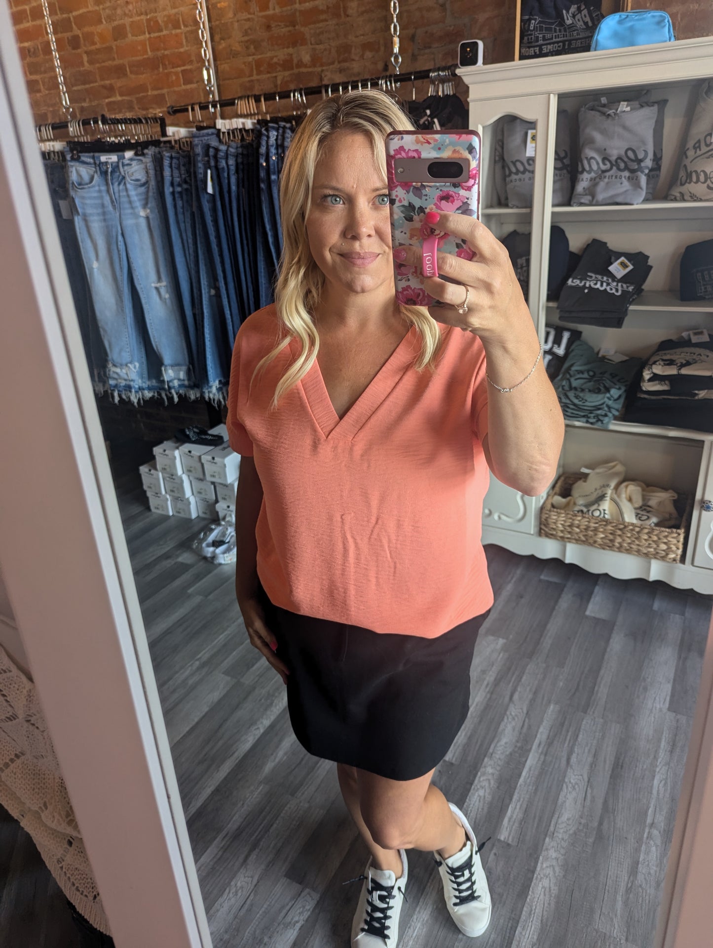 Woven Airflow Top in Coral