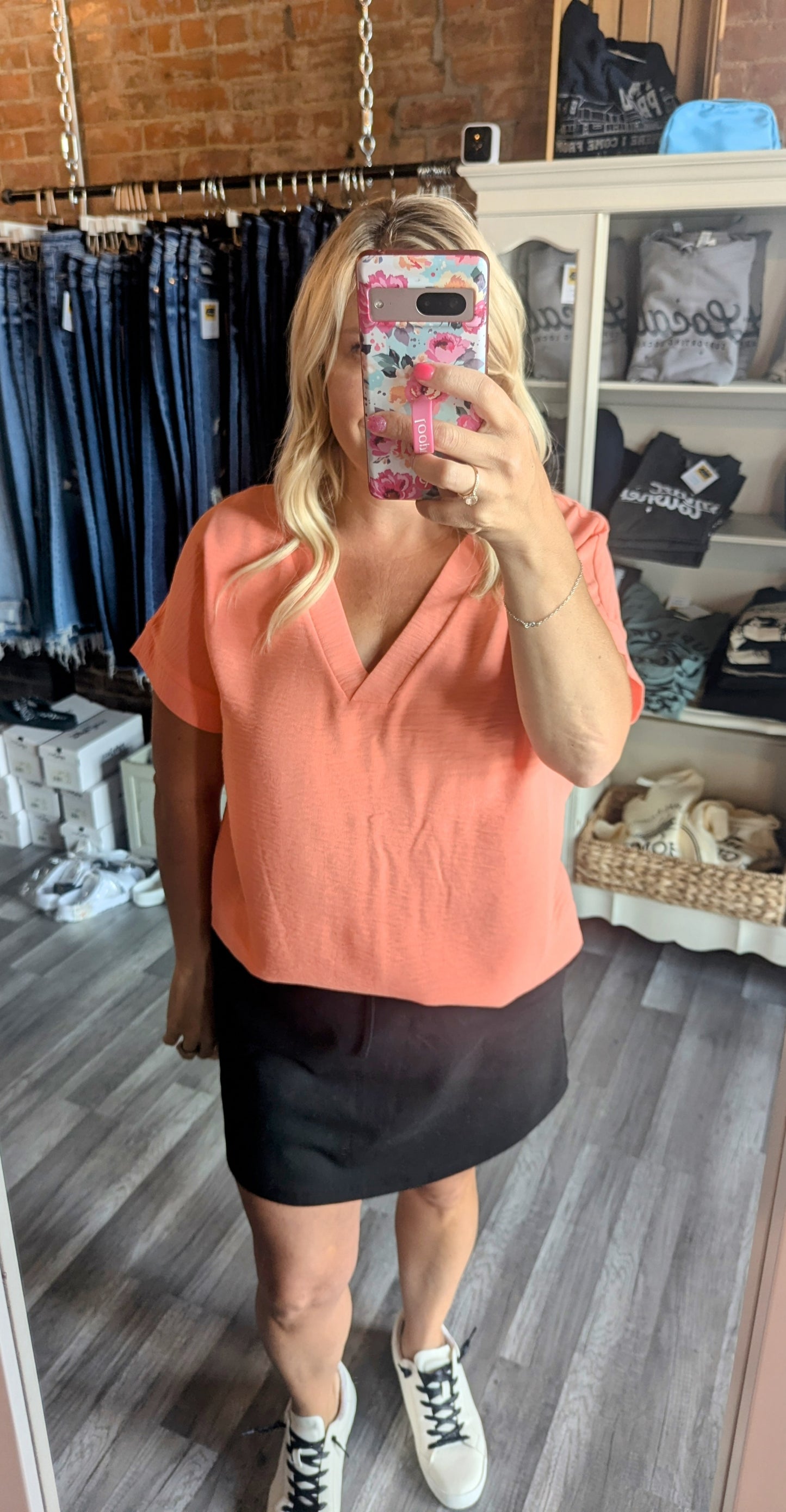 Woven Airflow Top in Coral