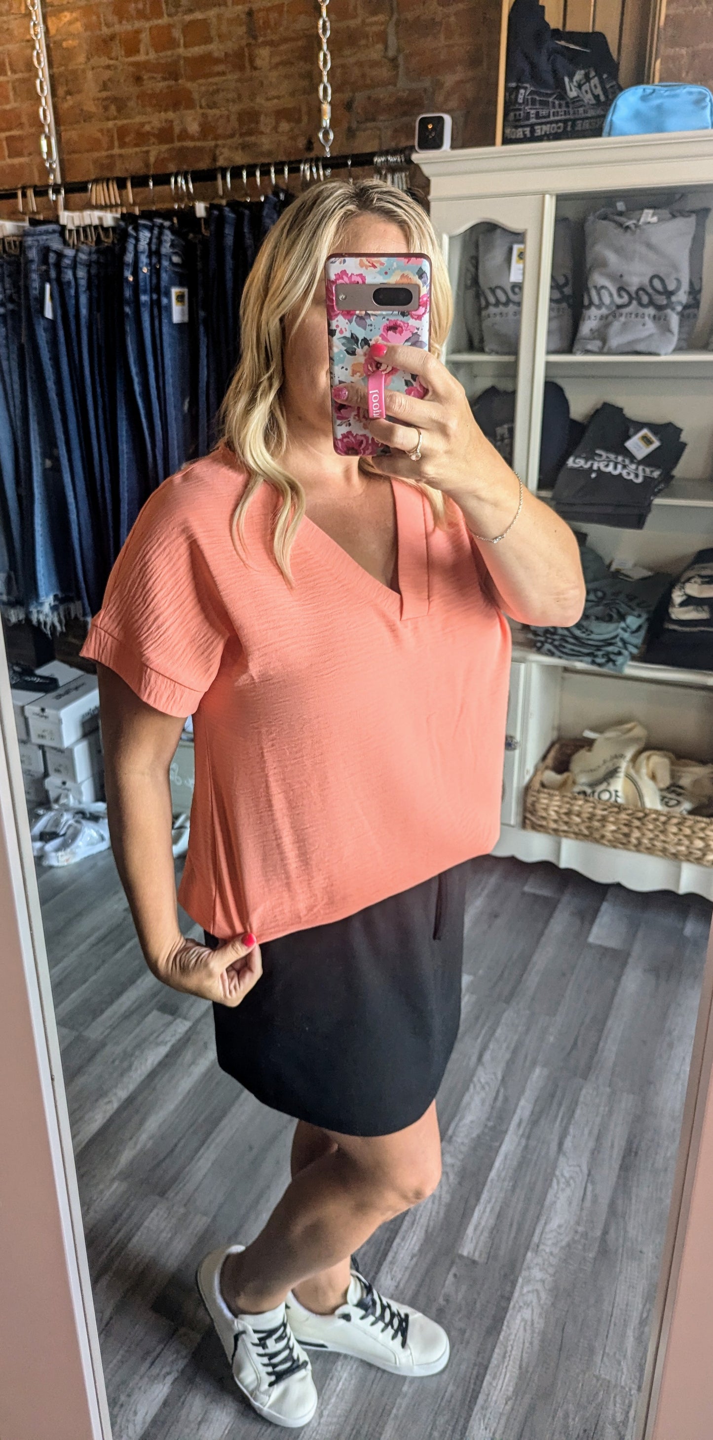 Woven Airflow Top in Coral