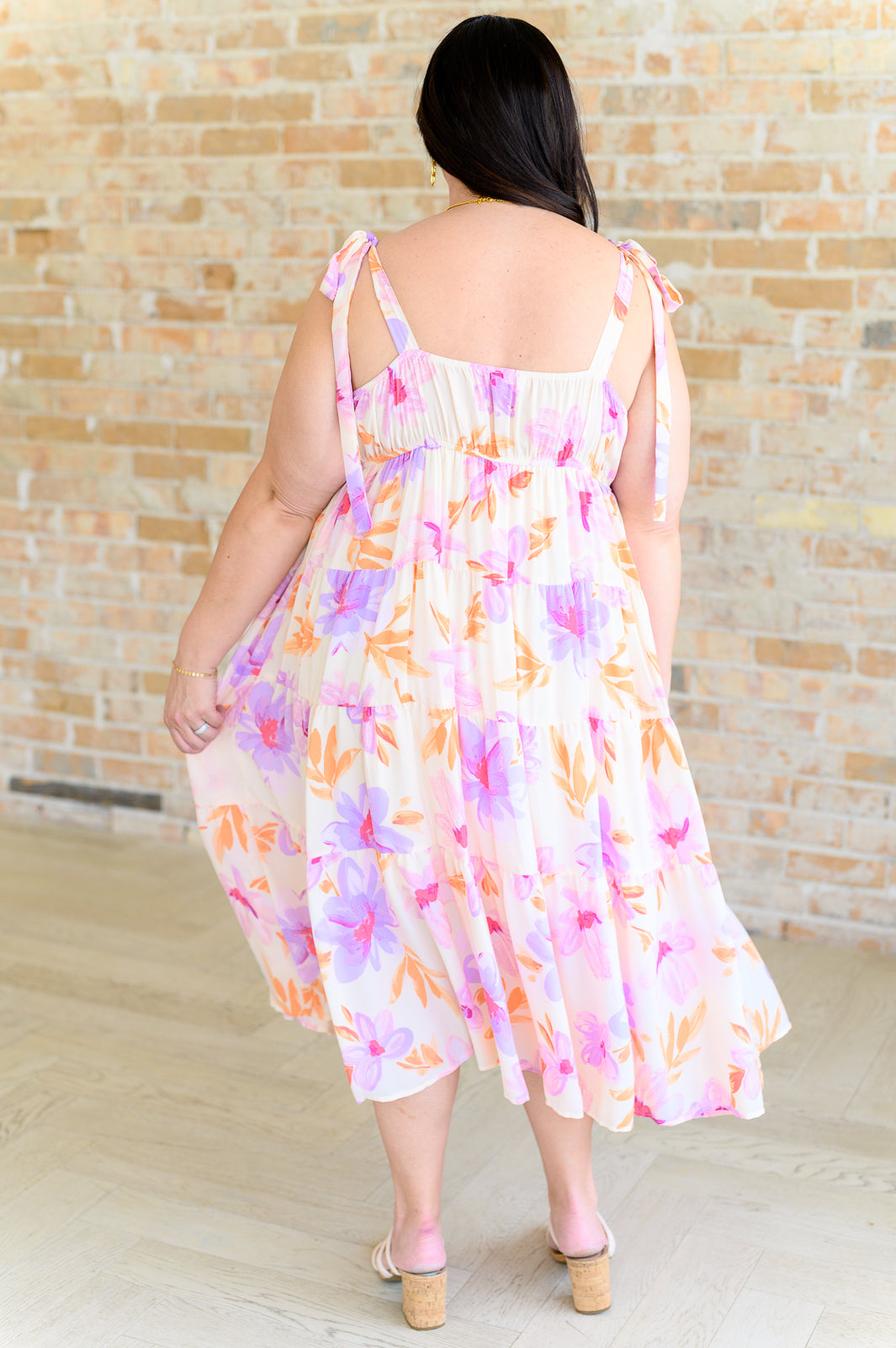 Pastel Petals Floral Midi Dress