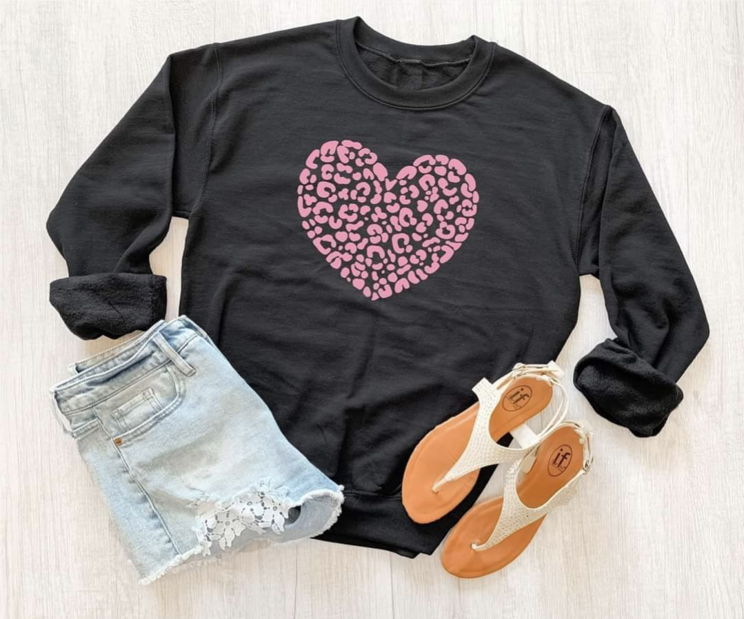 Leopard Hearts Crewneck Sweatshirt