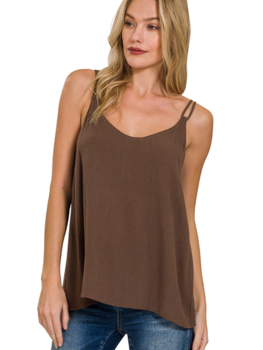 Crinkle Tank- Brown