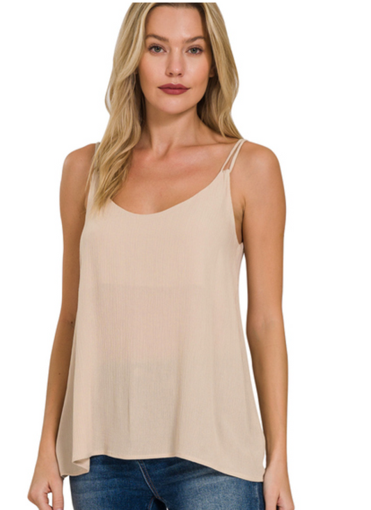 Crinkle Tank- Sand Beige