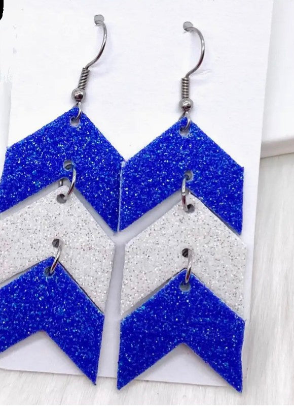 School Spirit Arrow Earrings  - Blue & White