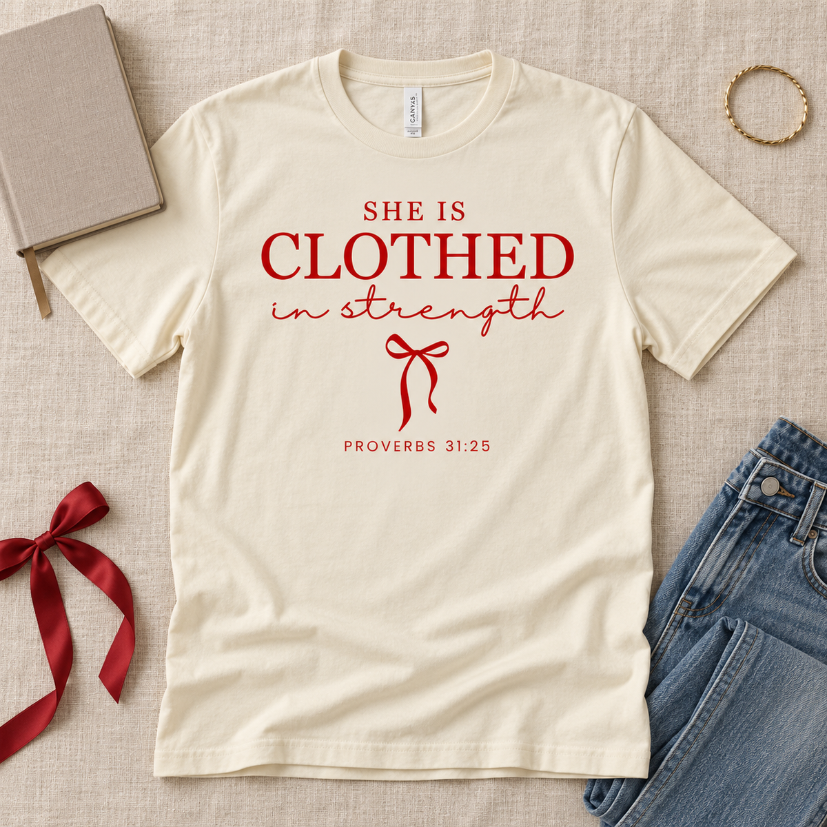 She is Clothed in Strength Tee