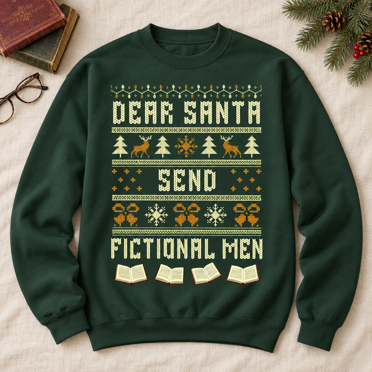 Dear Santa Send Fictional Men Crewneck