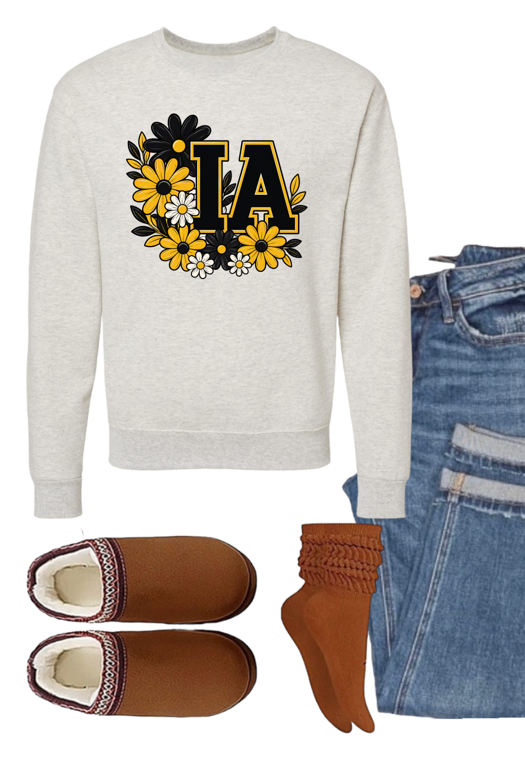IA Floral Iowa Graphic Crewneck Sweatshirt