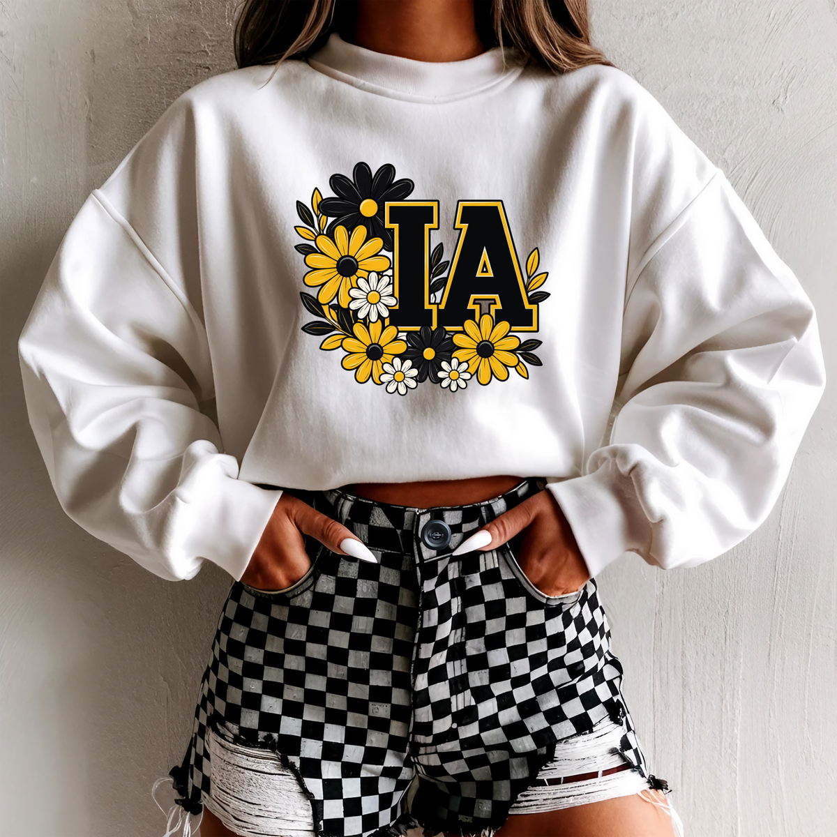 IA Floral Iowa Graphic Crewneck Sweatshirt