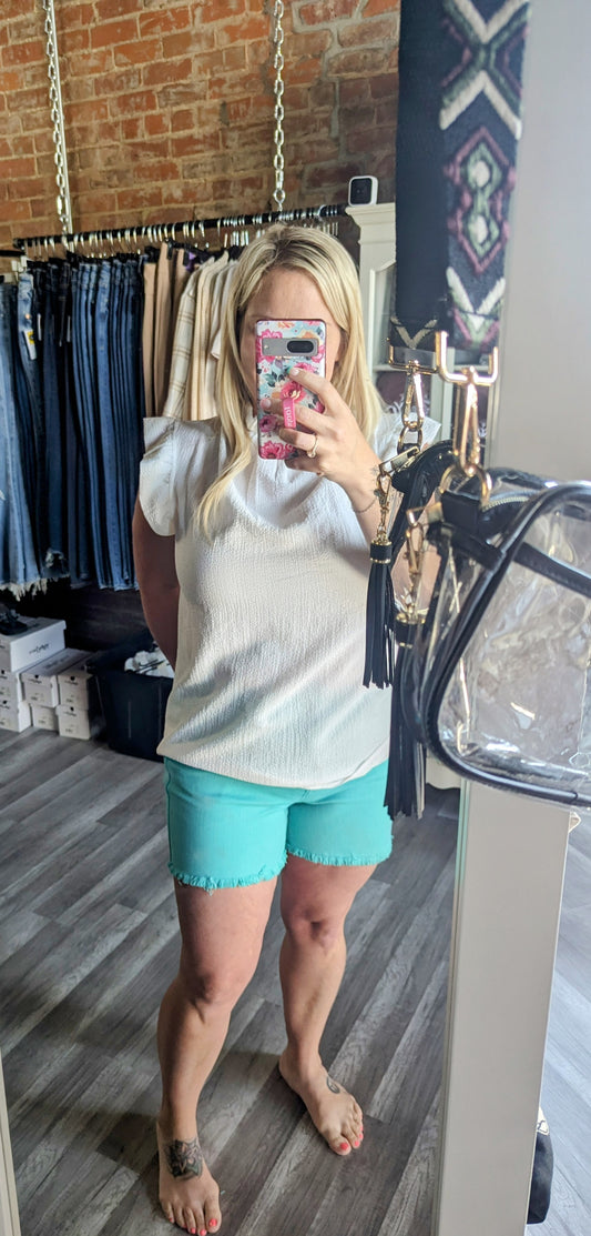 Judy Blue Colored Denim Shorts - Turquoise